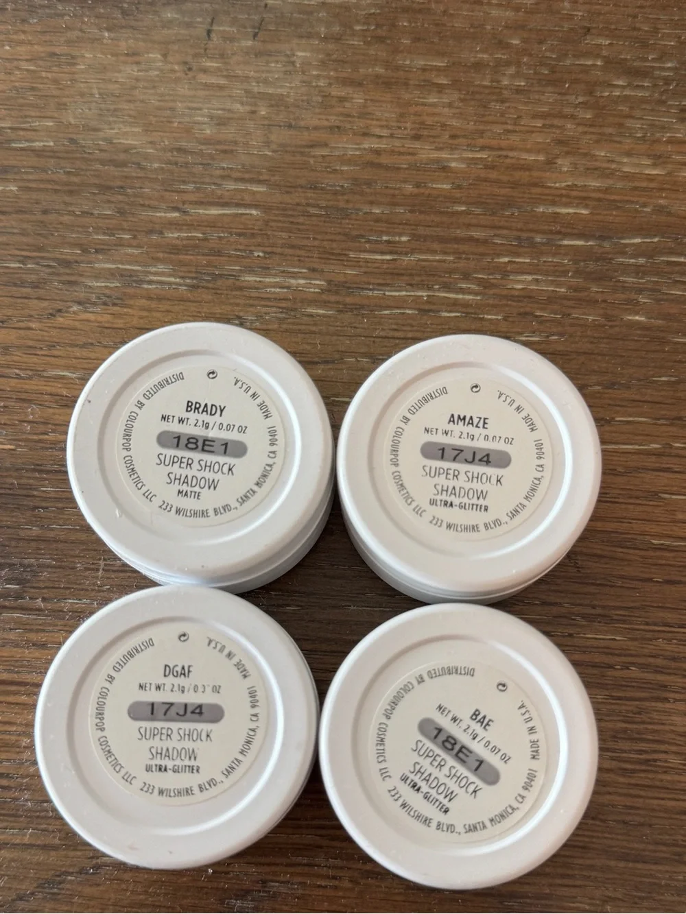 Bundle of 4 colourpop eye shadow, Brady, Amaze, DGAF, BAE
